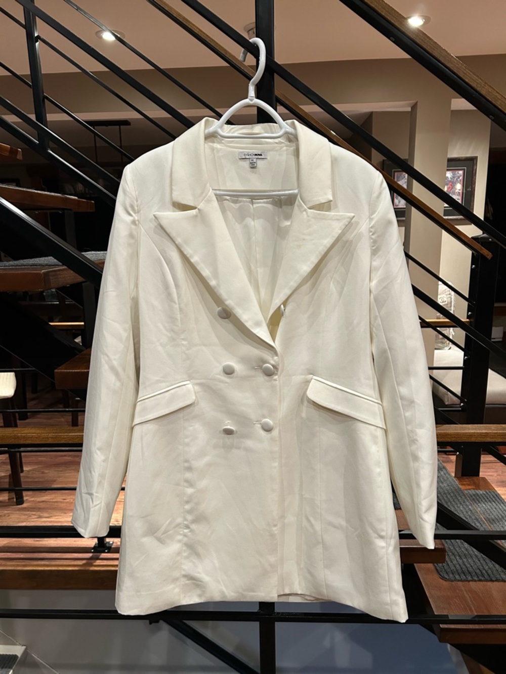 Double-Breasted Cream Blazer Jacket